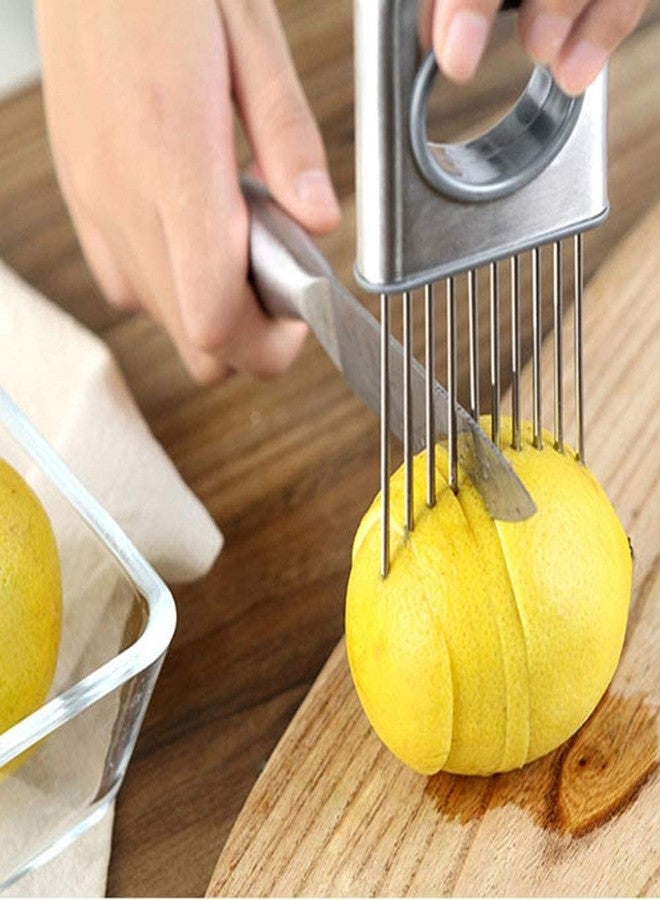 TASKHOUSE Stainless Steel Onion & Potato Slicer Multi-Function Vegetable and Fruit Cutter Kitchen Gadget Tomato, Lemon, Food Slice - Image 4